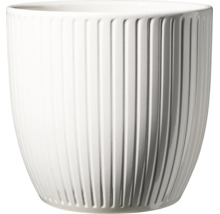 Ronde keramieken plantenpot met verticaal groefpatroon