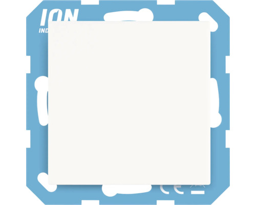 Vierkante afdekplaat voor dimmers met ION INDUSTRIES Logo en conformiteitsmarkering.