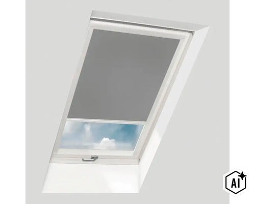 Dakvenster met ingebouwd zonwering rolgordijn voor schuine daken (Image AI modified or generated)