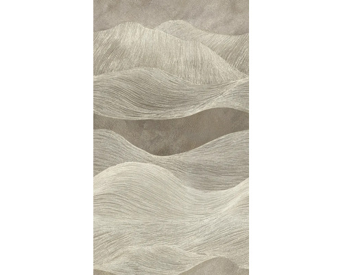 Behang met grafisch golfpatroon en fijne lijnenstructuur.