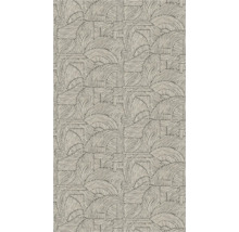 Vliesbehang met abstract lijnenpatroon van bogen en geometrische vormen.