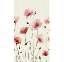 Patroon van klaprozen in aquarelstijl met bloemen en knoppen op lange stelen.