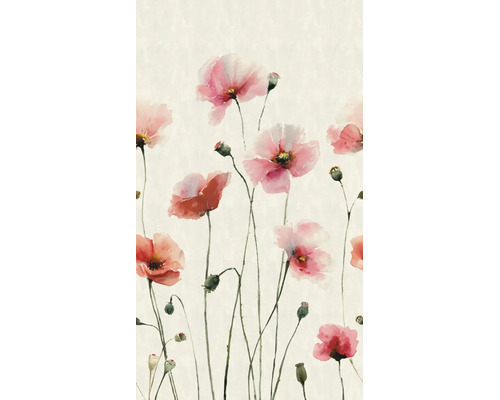 Patroon van klaprozen in aquarelstijl met bloemen en knoppen op lange stelen.