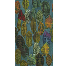 Vliesbehang met een botanisch patroon van verschillende tropische bladeren.