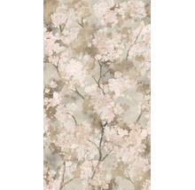 Vliesbehang met kersenbloesempatroon in een artistieke aquarelstil.