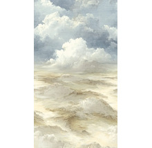 Vliesbehang met een artistieke weergave van een wolkenlandschap in schilderstijl.