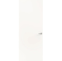 Witte binnendeur met glad oppervlak en moderne hoekige deurklink in metaallook.