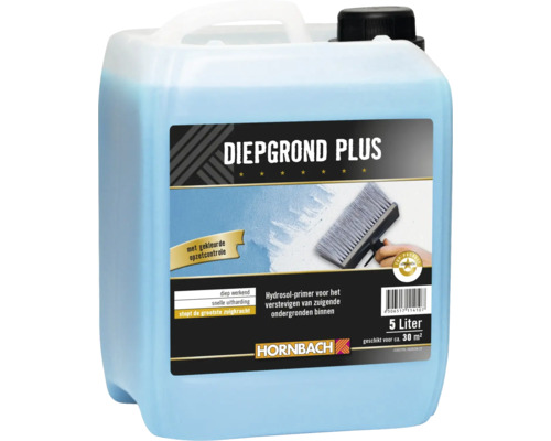Hornbach Diepgrond Plus, 5 liter can, hydrosol-primer voor het verstevigen van zuigende ondergronden binnen.