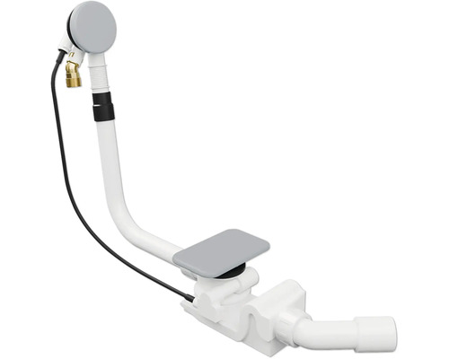 Afvoer- en overloopcombinatie voor baden met watertoevoer, sifon en trekstang.