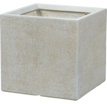 Vierkante plantenbak met gestructureerd oppervlak in crèmewit.