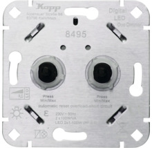 Kopp digitale LED duo dimmer basiselement met twee draaiknoppen voor dimbare LED lampen en gloeilampen tot 100 Watt per kanaal.