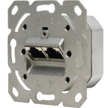 Netwerkaansluiting-inzetstuk met twee RJ45-aansluitingen, metalen frame voor inbouwmontage, categorie 5.