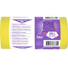 Rakkuun vuilniszakken, 25 liter, 40 stuks per rol, 50 bij 60 centimeter, geel.