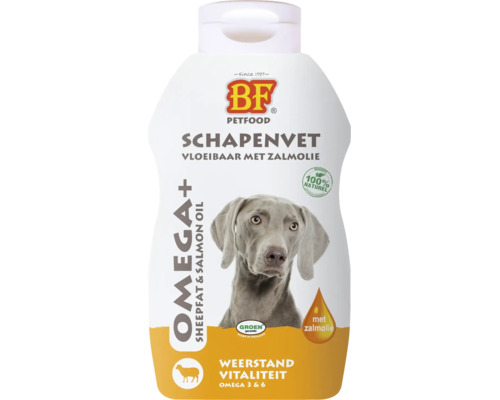BF Petfood vloeibaar schapenvet met zalmolie, Omega 3 en 6 voor honden, 100 procent natuurlijk.