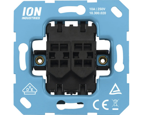 ION INDUSTRIES dubbele wisselschakelaar basiselement, 10 Ampère, 250 Volt met draagring.