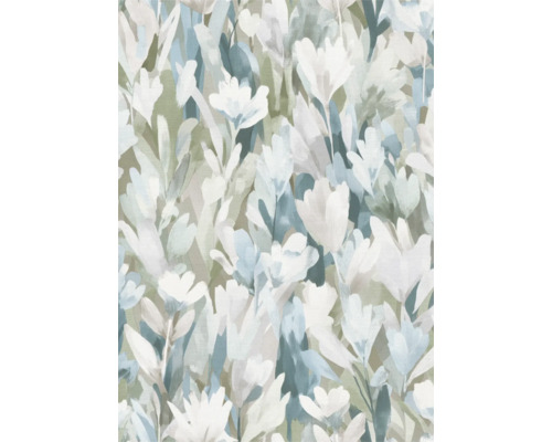 Behang met artistiek bloemmotief in schilderachtige look voor een decoratieve wandafwerking binnenshuis.