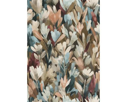 Behang met artistiek bloemenpatroon in een dicht floraal ontwerp voor een decoratieve wandafwerking.