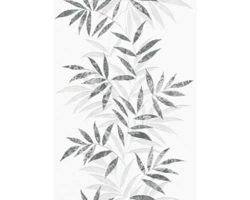 Vliesbehang met floraal bamboe bladeren motief voor een natuurlijke wanddecoratie.