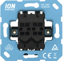 Inbouwschakelaar-inzetstuk van ION Industries met VDE- en CE-keurmerk, geschikt voor 10 Ampère en 250 Volt.