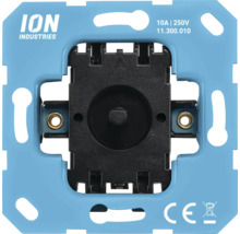 ION INDUSTRIES dimmer-basiselement met draagring, specificaties 10 Ampère en 250 Volt, CE-markering en ION INDUSTRIES Logo