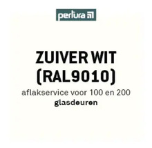 Pertura Logo. Informatie over de aflakservice voor glasdeuren uit de series 100 en 200 in de kleur zuiver wit RAL 9010.