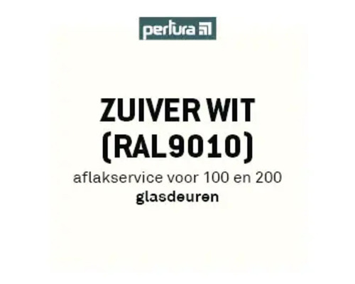 Pertura Logo. Informatie over de aflakservice voor glasdeuren uit de series 100 en 200 in de kleur zuiver wit RAL 9010.