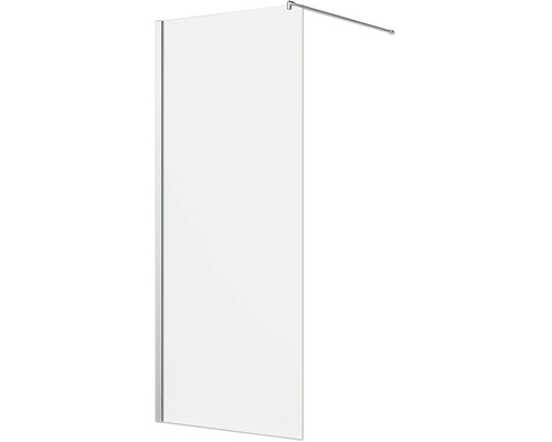 Inloopdouchewand van veiligheidsglas met muurprofiel en stabilisatiestang voor de badkamer.