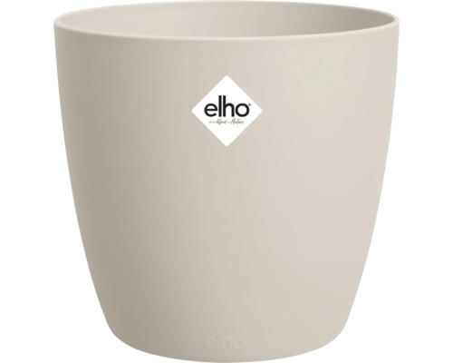 Ronde, licht conische kunststof plantenpot met elho Logo.