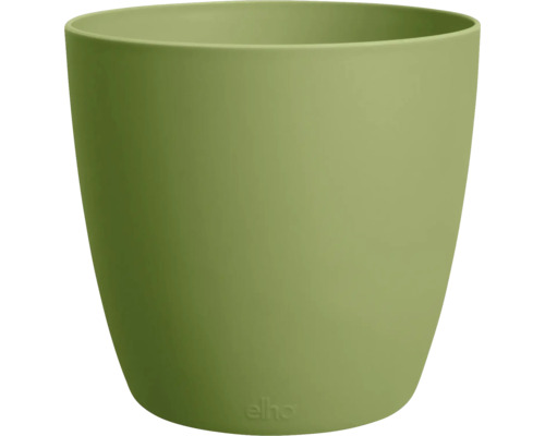 Ronde elho kunststof bloempot in het groen met een matte afwerking.