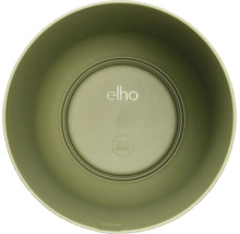 Binnenaanzicht van een ronde Elho bloempot van kunststof met elho Logo en vermelding van honderd procent gerecycled materiaal.
