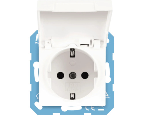 Schuko stopcontact met geopend klapdeksel