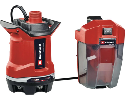 Einhell accu schoonwaterpomp Power X-Change met aparte accubox en kabelverbinding.
