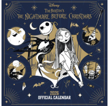 Officiële kalender 2026 van Disney Tim Burtons The Nightmare Before Christmas met illustratie van Jack Skellington en Sally