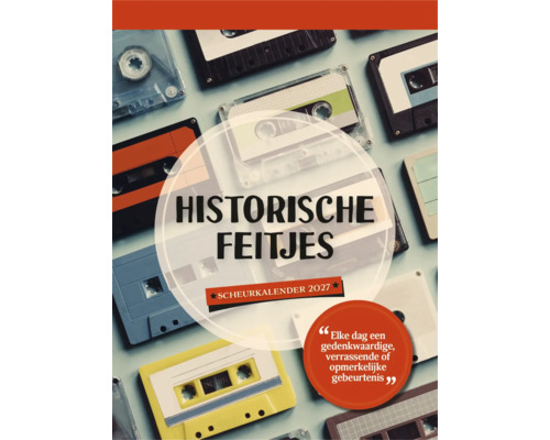 Historische feitjes scheurkalender 2027 met afbeelding van muziekcassettes