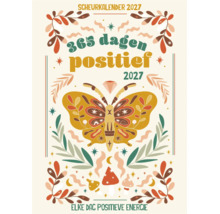 Scheurkalender 2027 met een decoratief vlinderontwerp en positieve teksten.