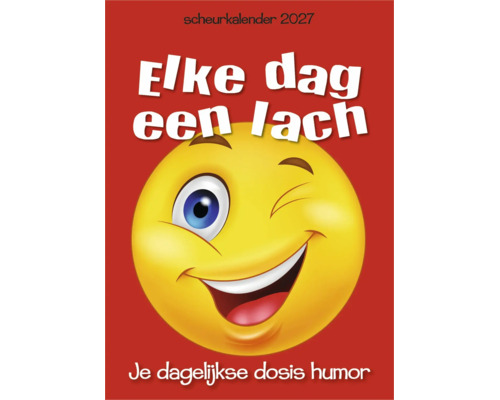 Scheurkalender voor het jaar 2027 met een lachende en knipogende smiley voor dagelijkse humor.