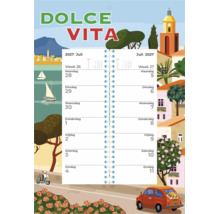 Wandkalender Dolce Vita 2027 met weekoverzicht en mediterrane illustratie