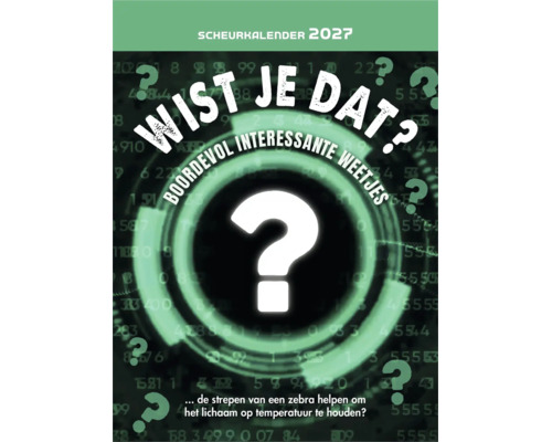 Scheurkalender 2027 vol met interessante weetjes en vragen over diverse onderwerpen.