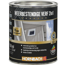 Blik Hornbach weerbestendige verf 2 in 1 voor binnen en buiten met 750 milliliter inhoud voor 15 jaar duurzaamheid