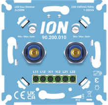 ION LED Duo dimmer basiselement 2 keer 200 Watt met schroefaansluiting voor inbouw.