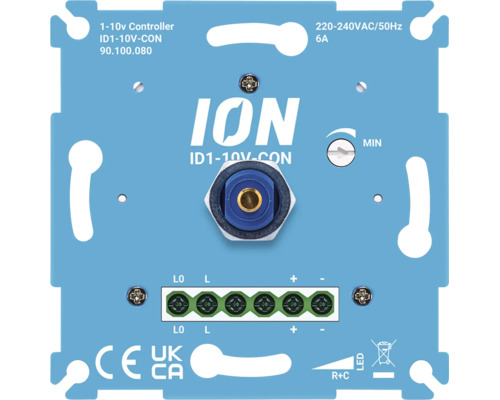 ION 1 tot 10 Volt draaidimmer regeleenheid voor inbouwmontage met aansluitklemmen