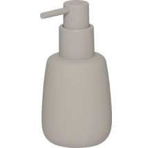 Zeepdispenser van keramiek in mat beige met pomp.