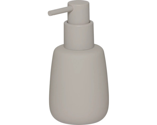 Zeepdispenser van keramiek in mat beige met pomp.