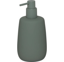 Matte zeepdispenser van keramiek in saliegroen met handige pompkop.