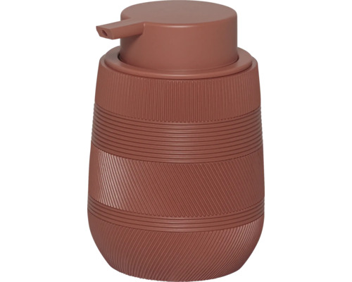 Zeepdispenser met gestructureerd oppervlak en pompkop, terracotta.