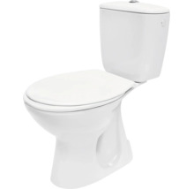 Staand toiletcombinatie van wit keramiek met spoelreservoir en gesloten toiletbril.