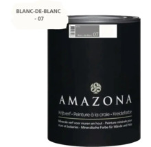 Een blik Amazona krijtverf Blanc de Blanc 07 voor minerale afwerking van muren en hout.