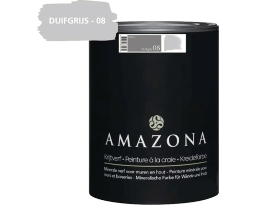 Amazona krijtverf Duifgrijs 08, blik van 0,75 liter voor muren en hout