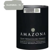 Een blik Amazona krijtverf Olijfgrijs 15, minerale verf voor muren en hout, inhoud 0,75 liter.