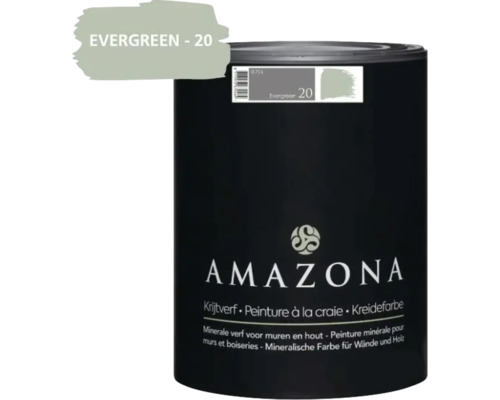 Amazona krijtverf Evergreen 20 minerale verf voor muren en hout in blik van 0.75 liter